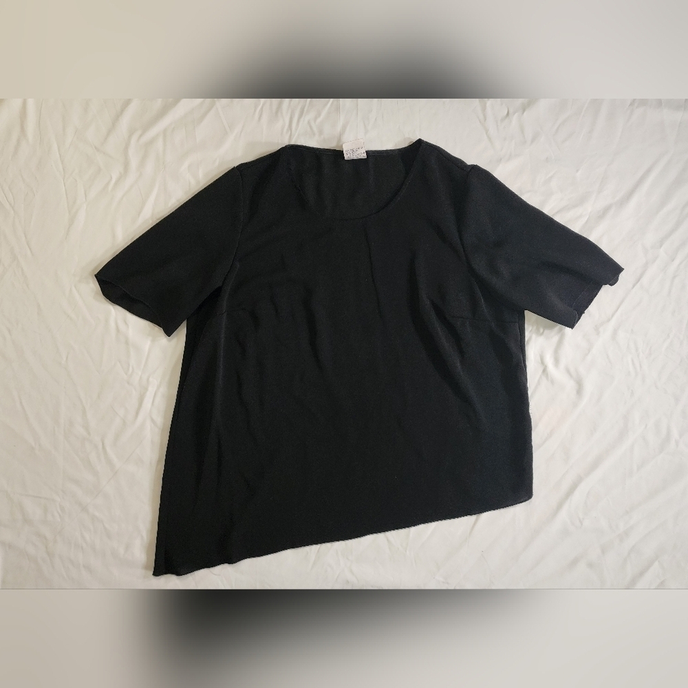Giorgio Fiorlini Black Asymmetrical Sheer Casual Womens Plus Top